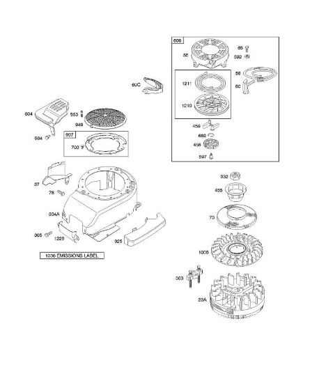 C - Alloggiamento/ripari ventola, volano, dispositivo di avviamento a riavvolgimento B&S - 12 €¦ 122H82-0125-01 brand Stihl